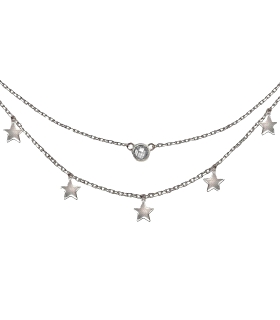 COLLAR ESTRELLAS DOBLE CADENA PLATA 1ª