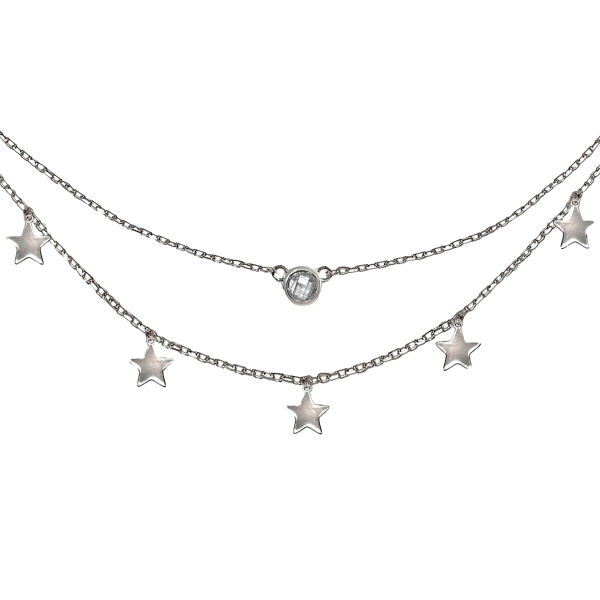 COLLAR ESTRELLAS DOBLE CADENA PLATA 1ª