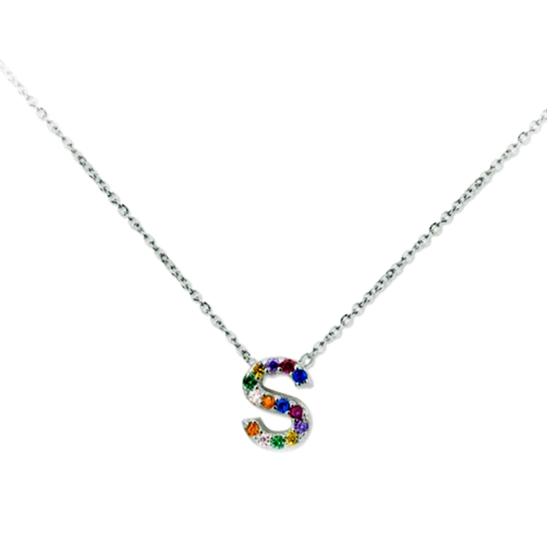 COLLAR LETRA  S  PLATA 1ª LEY 41 CM.