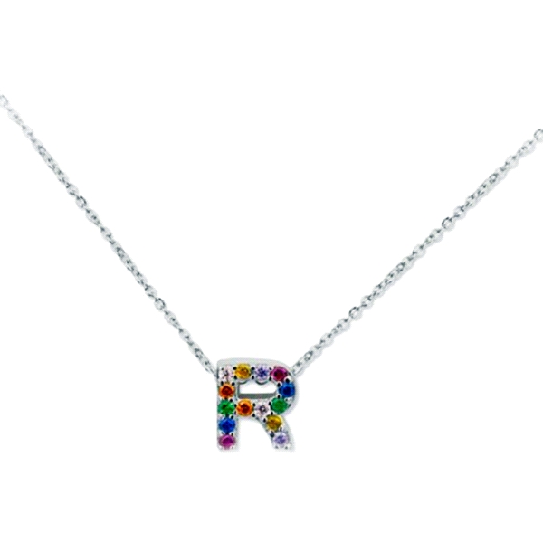 COLLAR LETRA  R  PLATA 1ª LEY 41 CM.