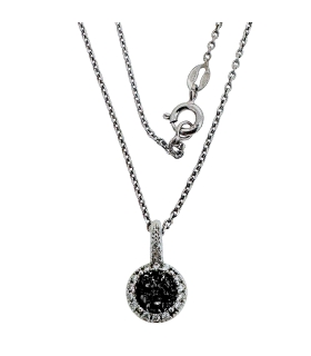 COLLAR PIEDRA DRUSA COLOR NEGRA PLAT