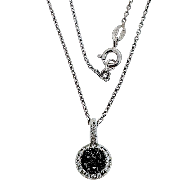 COLLAR PIEDRA DRUSA COLOR NEGRA PLAT