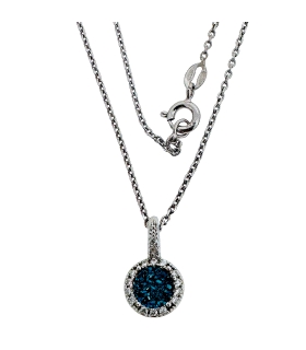 COLLAR PIEDRA DRUSA COLOR AZUL PLATA 1ª