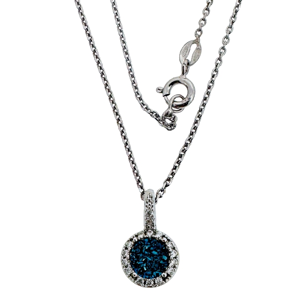 COLLAR PIEDRA DRUSA COLOR AZUL PLATA 1ª