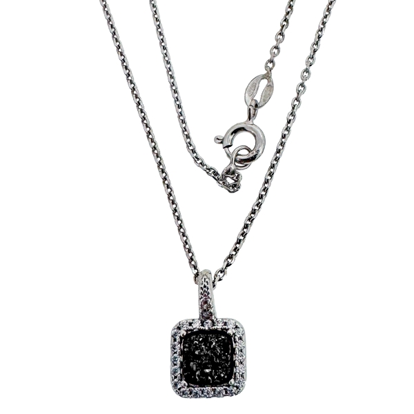 COLLAR PIEDRA DRUSA COLOR NEGRA PLAT