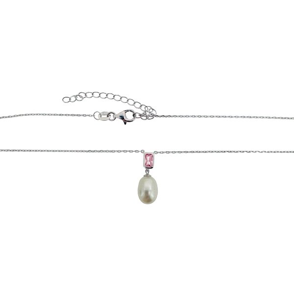 COLLAR PERLA PLATA 1ª LEY 40 + 5 CM.