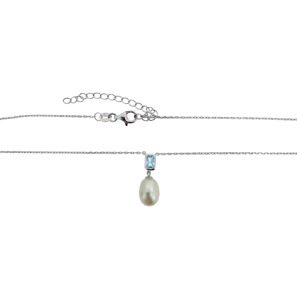 COLLAR PERLA PLATA 1ª LEY 40 + 5 CM.