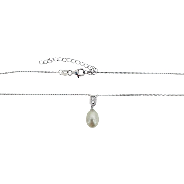 COLLAR PERLA PLATA 1ª LEY 40 + 5 CM.