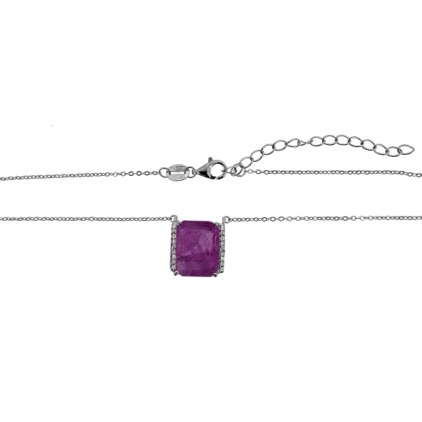 COLLAR MUJER AMATISTA PLATA 1ª LEY 40 +