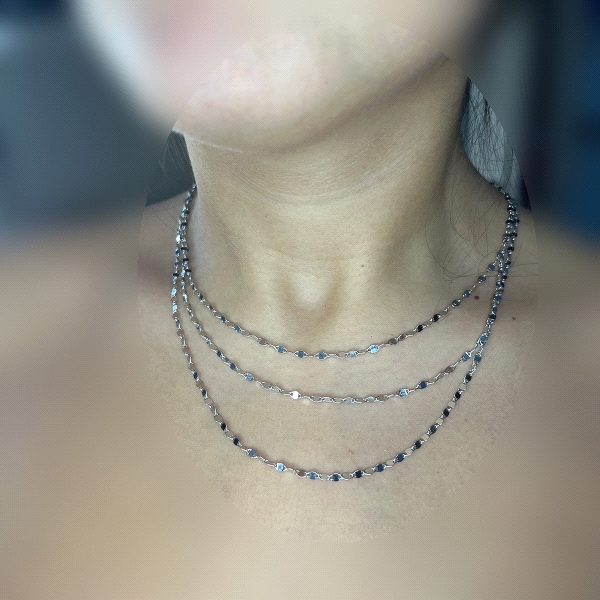 COLLAR CADENA OJITO 3 LARGOS  PLATA 1ª