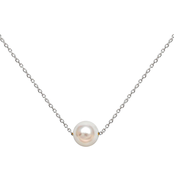 COLLAR PERLA PLATA 1ª LEY 40 + 4 CM