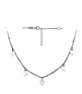 GARGANTILLA CORAZONES PLATA 1ª LEY 40CM