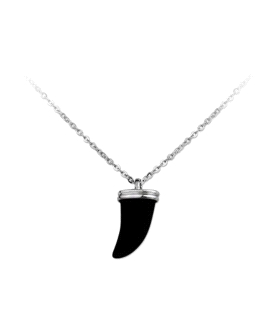 GARGANTILLA COLMILLO PLATA 1ª LEY NEGRO