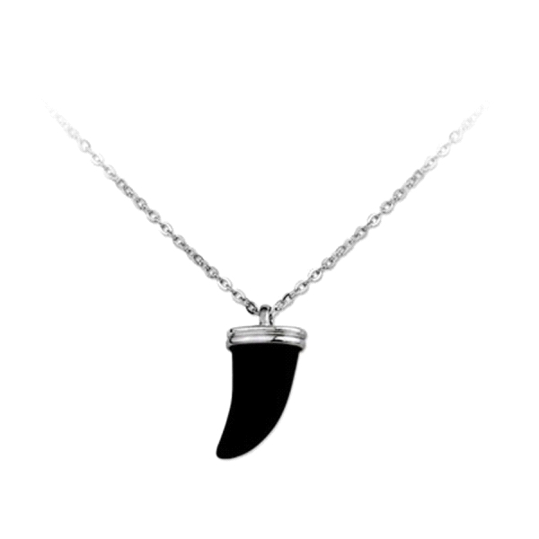 GARGANTILLA COLMILLO PLATA 1ª LEY NEGRO