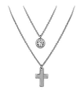 GARGANTILLA CRUZ  PLATA 1ª LEY 38 X 5 CM
