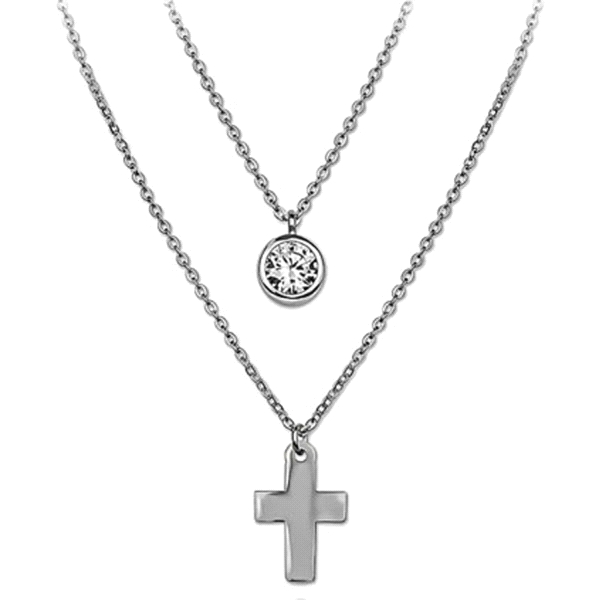 GARGANTILLA CRUZ  PLATA 1ª LEY 38 X 5 CM