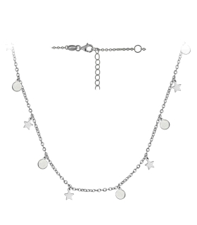 COLLAR ESTRELLAS PLATA 1ª LEY 40 + 7 CM