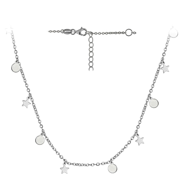 COLLAR ESTRELLAS PLATA 1ª LEY 40 + 7 CM