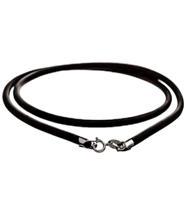 COLLAR CAUCHO 3 MM. PLATA 1ª LEY 40 CM.