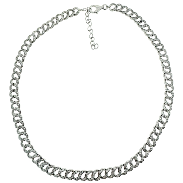 COLLAR CADENA NORMA PLATA CIRCONITAS