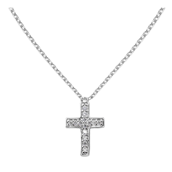 COLLAR CRUZ CIRCONITAS  PLATA 1ª LEY 38