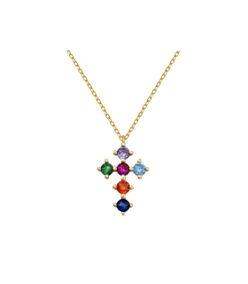 COLLAR CON CRUZ PLATA 1ª LEY 38 + 5 CM.