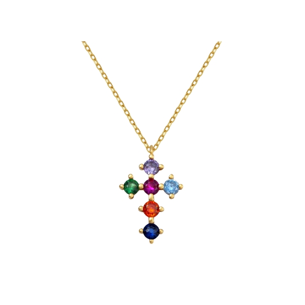 COLLAR CON CRUZ PLATA 1ª LEY 38 + 5 CM.