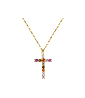 COLLAR CON CRUZ PLATA 1ª LEY 38 + 5 CM.