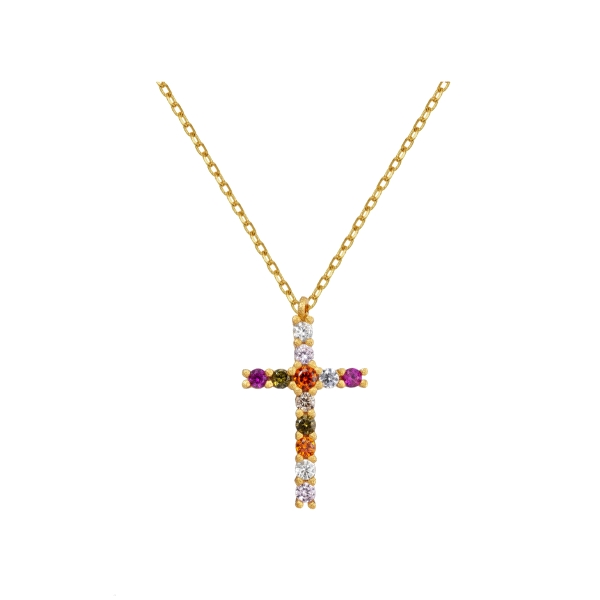 COLLAR CON CRUZ PLATA 1ª LEY 38 + 5 CM.