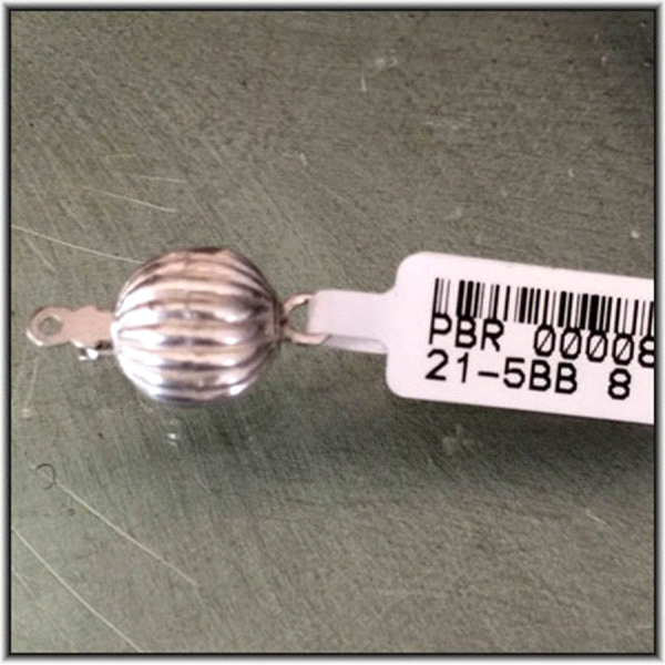 BROCHE BOLA GALLON 8 MM. PLATA 925 MIL.