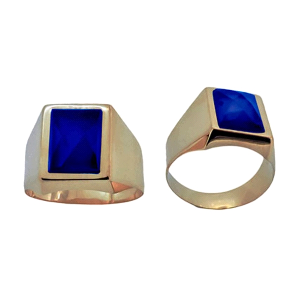 SELLO CABALLERO PIEDRA AZUL ORO 18 KTES.