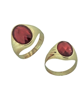 SELLO CABALLERO PIEDRA ROJA ORO 18 KTES.