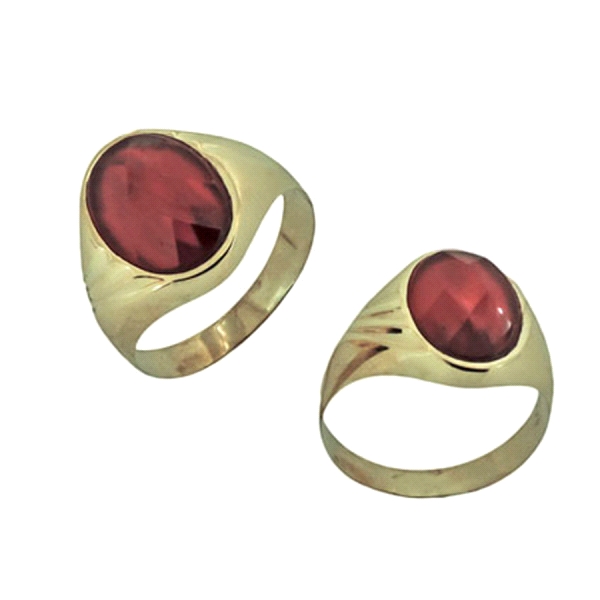 SELLO CABALLERO PIEDRA ROJA ORO 18 KTES.