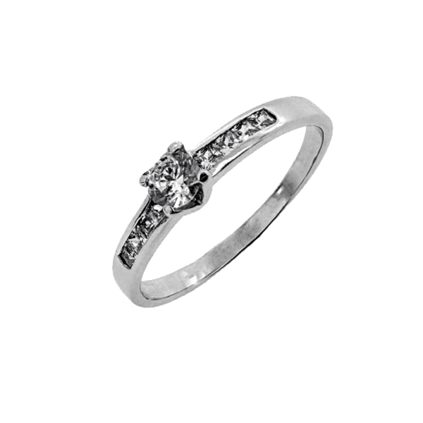 ANILLO PROMETIDA ORO BLANCO 18 KTES.