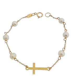 PULSERA NIÑA COMUNION PERLAS ORO 1ª LEY