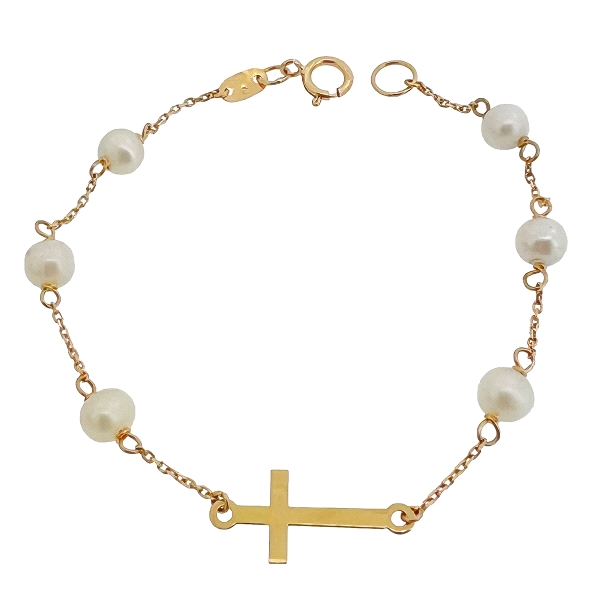PULSERA NIÑA COMUNION PERLAS ORO 1ª LEY