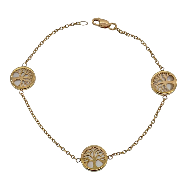 PULSERA ARBOL VIDA ORO PRIMERA LEY 18 CM