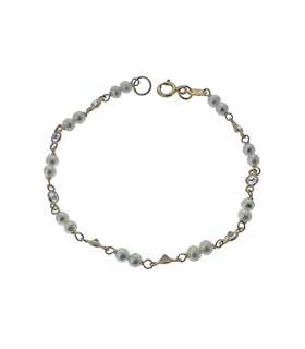 PULSERA PERLAS NATURALES ORO 1ª LEY 17CM
