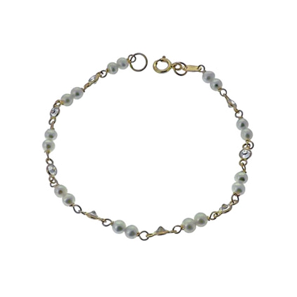 PULSERA PERLAS NATURALES ORO 1ª LEY 17CM