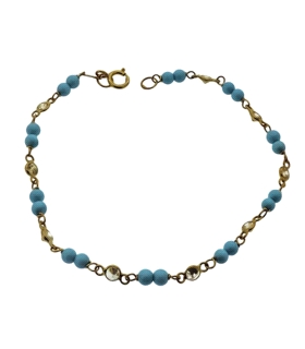 PULSERA TURQUESA  ORO 18 KTES. 18 CM.