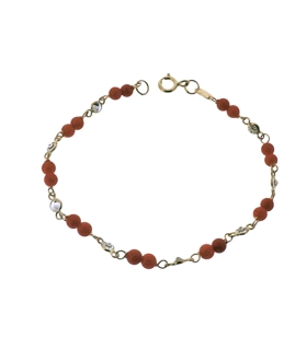 PULSERA CORAL FINO ORO 1ª LEY 17 CM