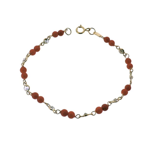 PULSERA CORAL FINO ORO 1ª LEY 17 CM
