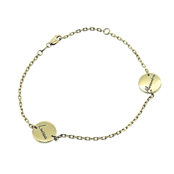 PULSERA DOS CIRCULOS MACIZA ORO 1ª LEY