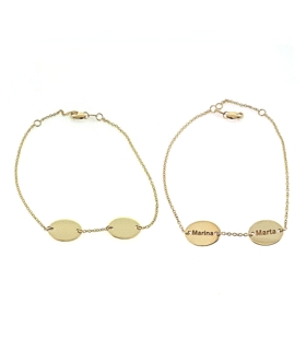 PULSERA DOS PLACAS OVAL ORO 1ª LEY