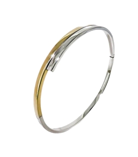 PULSERA RIGIDA BICOLOR ORO 1ª LEY 3X2X60