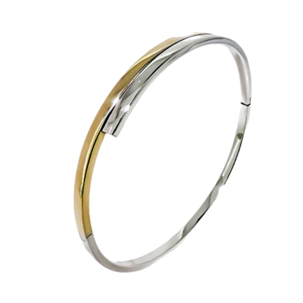 PULSERA RIGIDA BICOLOR ORO 1ª LEY 3X2X60