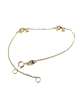 PULSERA DELFIN ORO 1ª LEY ESMALTE ROSA