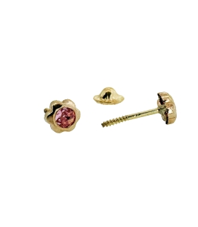 PENDIENTES NIÑA  FLOR ORO 18 KTES. 4 MM.