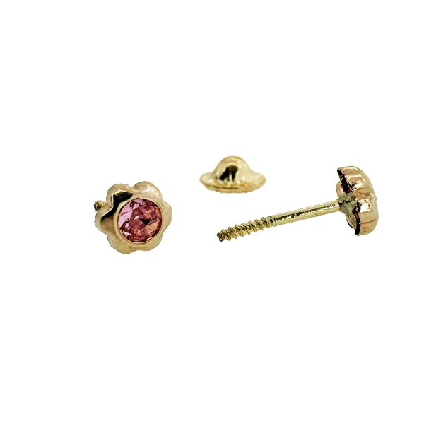 PENDIENTES NIÑA  FLOR ORO 18 KTES. 4 MM.