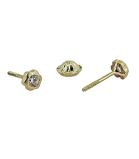 PENDIENTE FLOR UNISEX ORO 18 KTES. 4 MM.